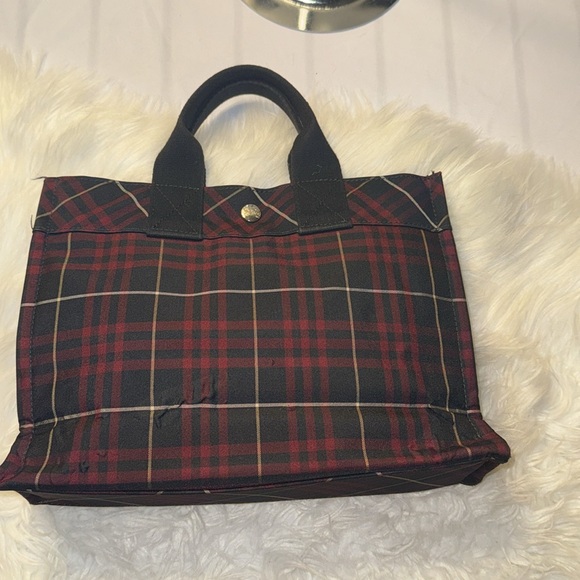 PRE LOVED BURBERRY NOVA CHECK BLUE LABEL HAND BAG NYLON RED AUTH GUC with COA - Picture 7 of 9
